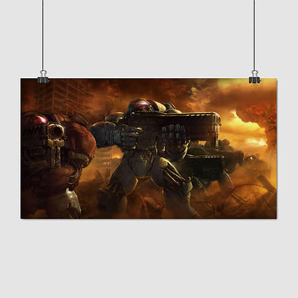 Плакат "Космодесант терранів у бою, Старкрафт, StarCraft", 33×60см, фото 1