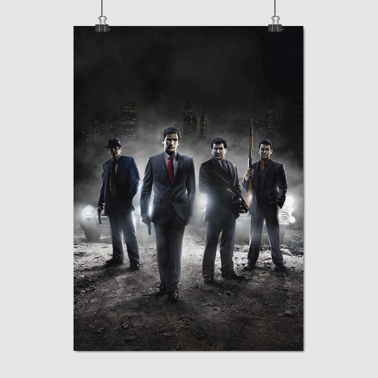Плакат "Мафія 2, Віто та друзі у світлі фар, Mafia Ⅱ", 60×43см