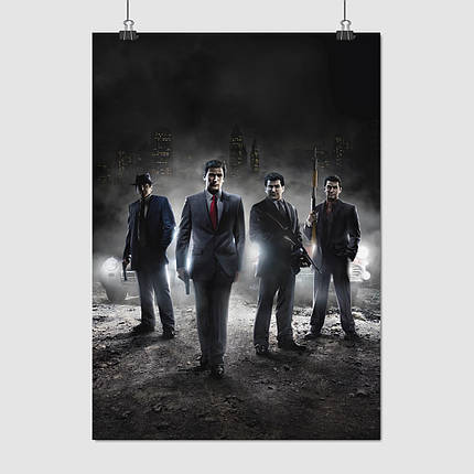 Плакат "Мафія 2, Віто та друзі у світлі фар, Mafia Ⅱ", 60×43см, фото 1