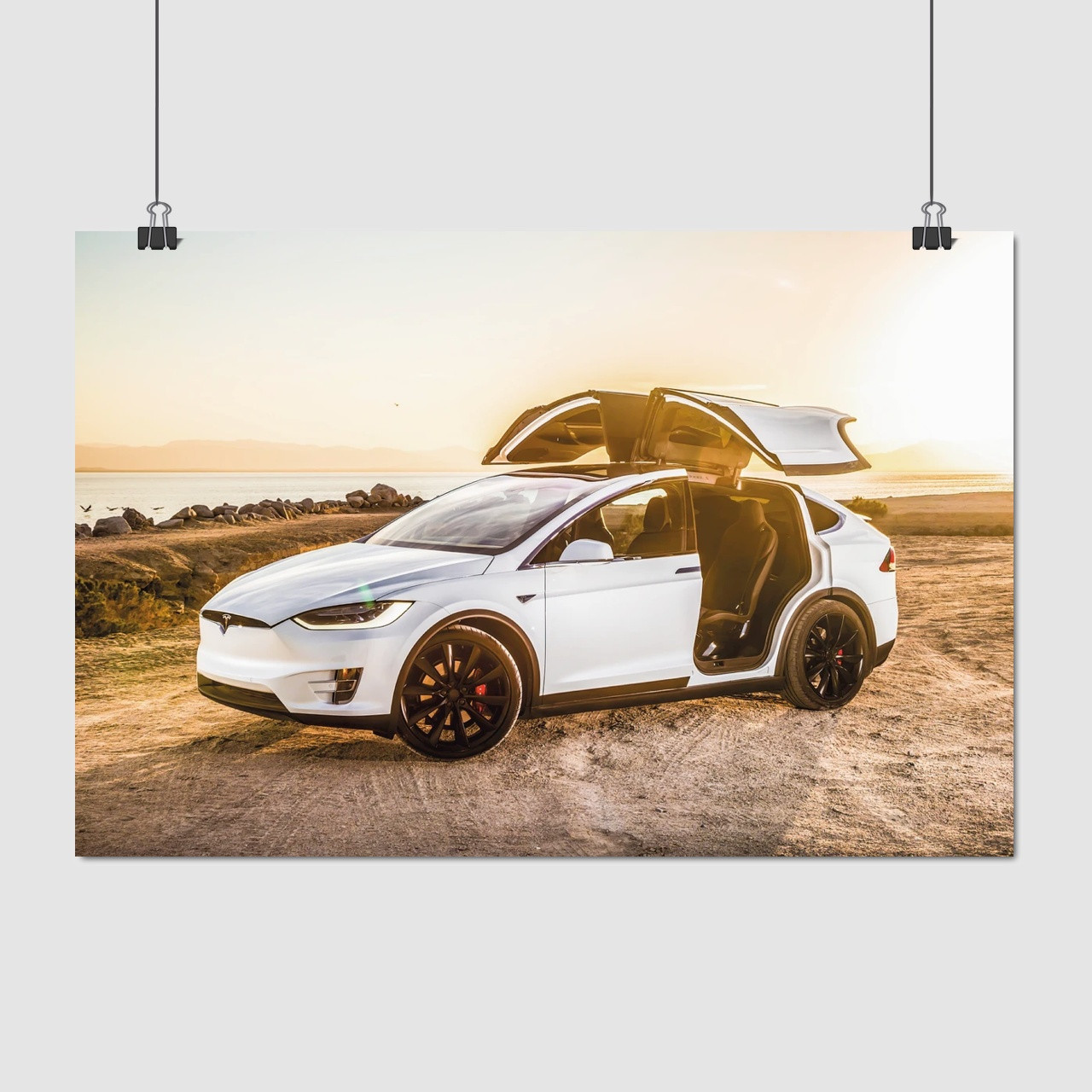 Плакат "Тесла Модель Х, Tesla Model X", 40×60см