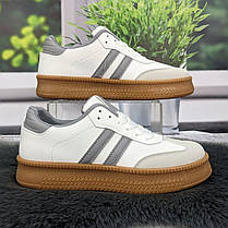 Кросівки жіночі CANOA білі з сірим еко-шкіра 4791, фото 2