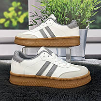 Кросівки жіночі CANOA білі з сірим еко-шкіра 4791, фото 3