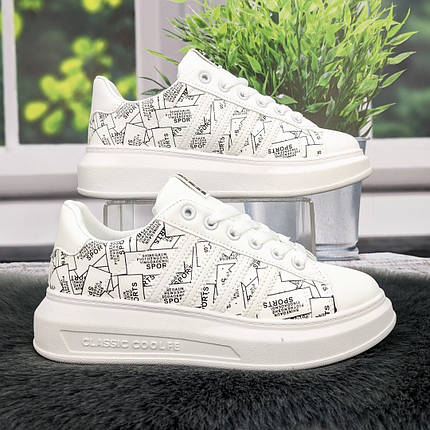 Кросівки жіночі Wei Wei білі з принтом еко-шкіра 4797, фото 1