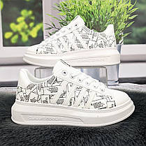 Кросівки жіночі Wei Wei білі з принтом еко-шкіра 4797, фото 2