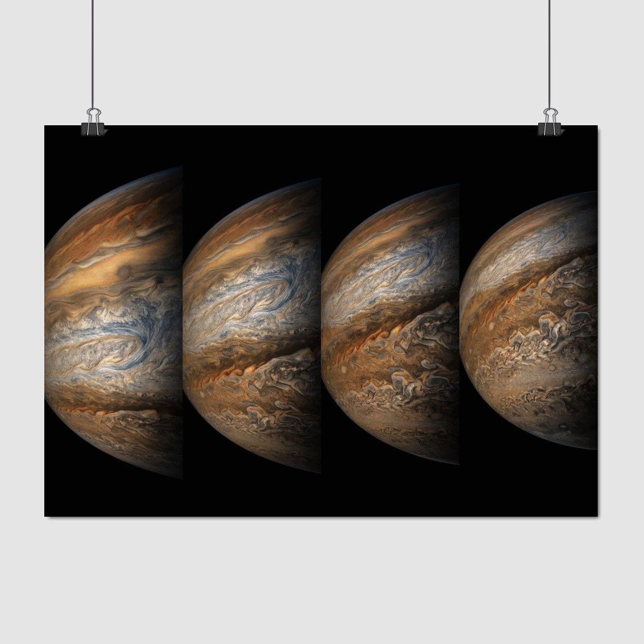 Плакат "4 знімки планети Юпітер, Jupiter, Сонячна Система, Jupiter", 43×60см