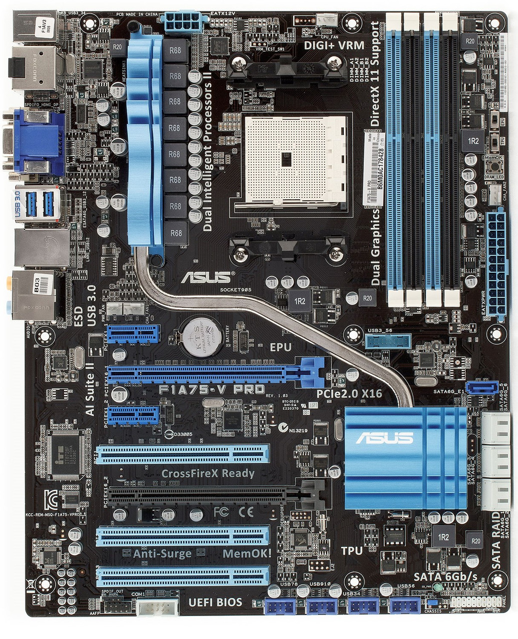 Плата під AMD Socket FM1 ТОПОВА ASUS F1A75-V PRO SLI - 4 СЛОТА DDR3/USB3.0/SATA3 sFM1 з ГАРАНТІЄЮ