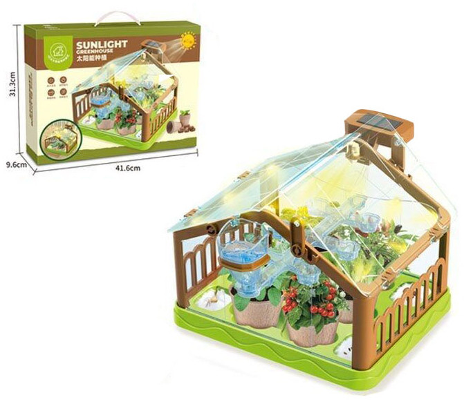 Набір юного садівника Ботанічні експерименти Теплиця насіння, підсвічування, сонячна панель, торф'яні таблетки (MBL 313), фото 1