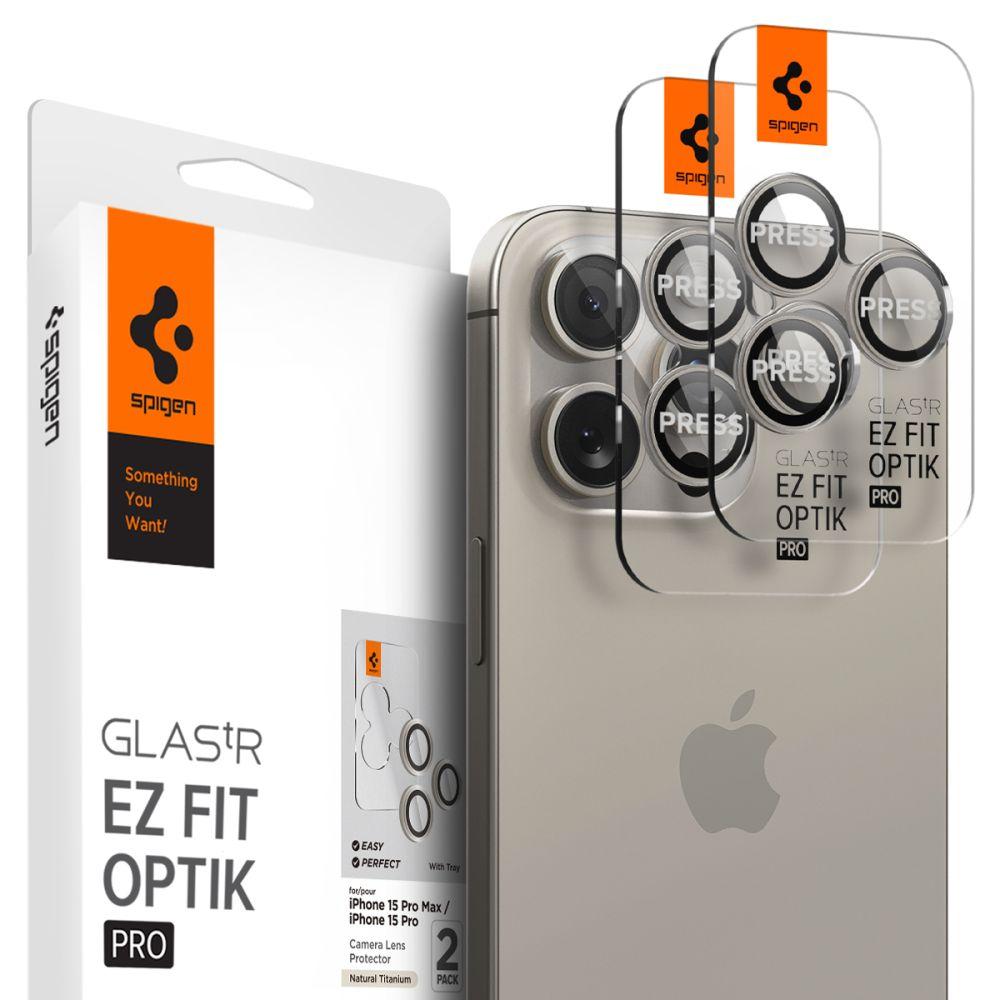 Захисне скло на камеру Spigen EZ Fit Optik 2-Pack для iPhone 16 Pro/16 Pro Max/17 Pro/17 Pro Max Natural Titanium (AGL07163), фото 1