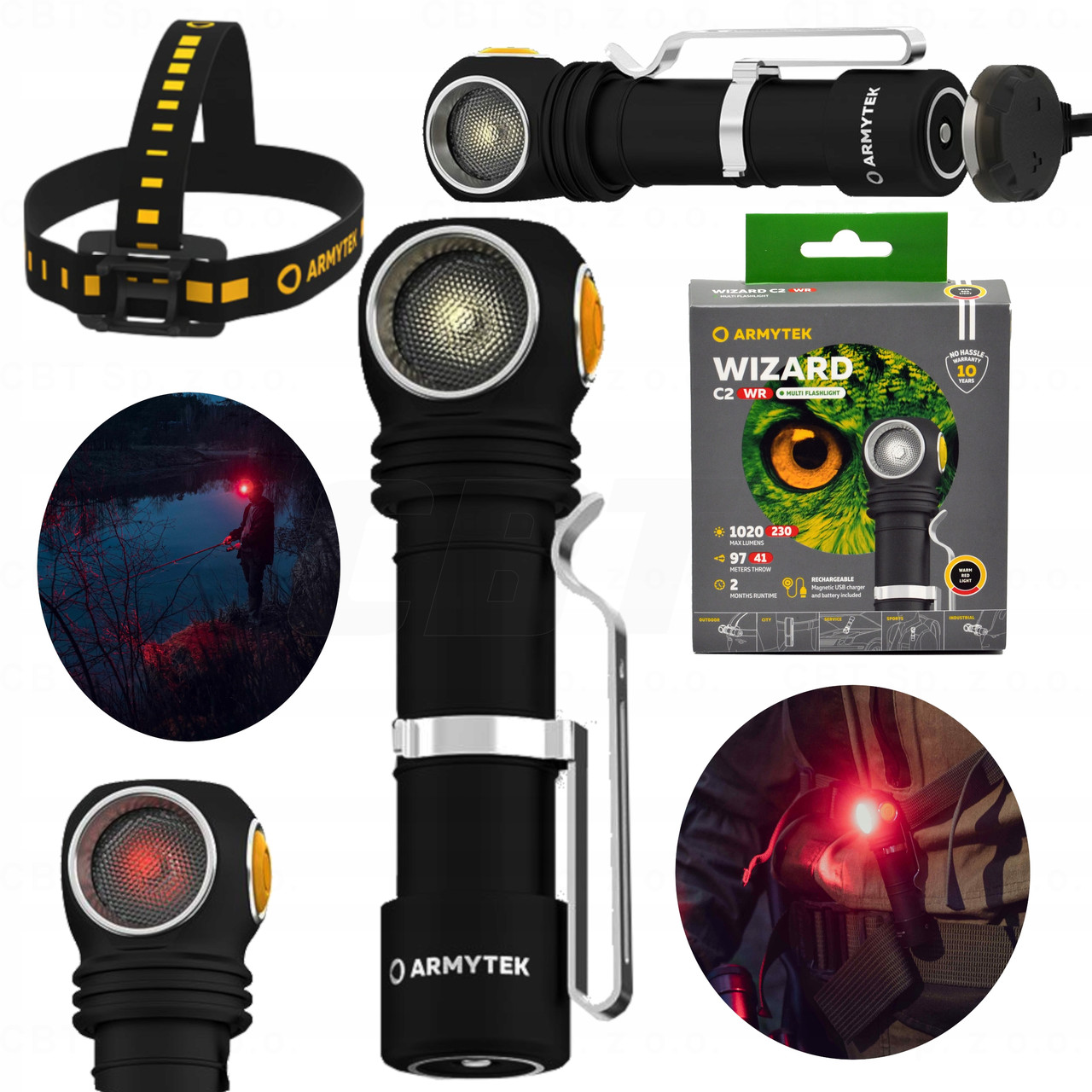 Ліхтар Armytek Wizard v4 C2 WR Червоне і Тепле світло (1020+230LM, 3200mAh, WARM 4000k Cree, Magnet USB, IP68, Магніт, Кліпса)