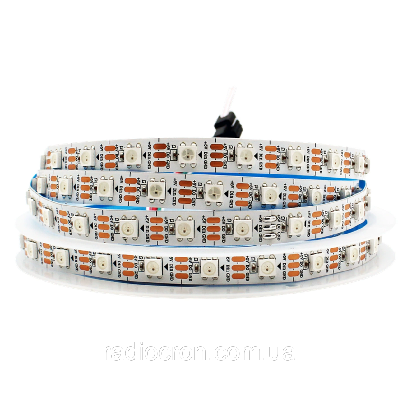 Світлодіодна стрічка WS2812B, RGB, IP30, 60 Світлодіодів/м, 5В, 1м, Біла підкладка