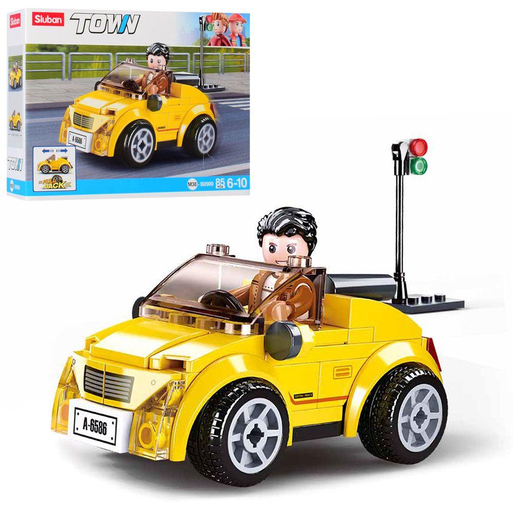 Конструктор SLUBAN M38-B0900 "Town": Машинка інерційна жовта, 85 деталей