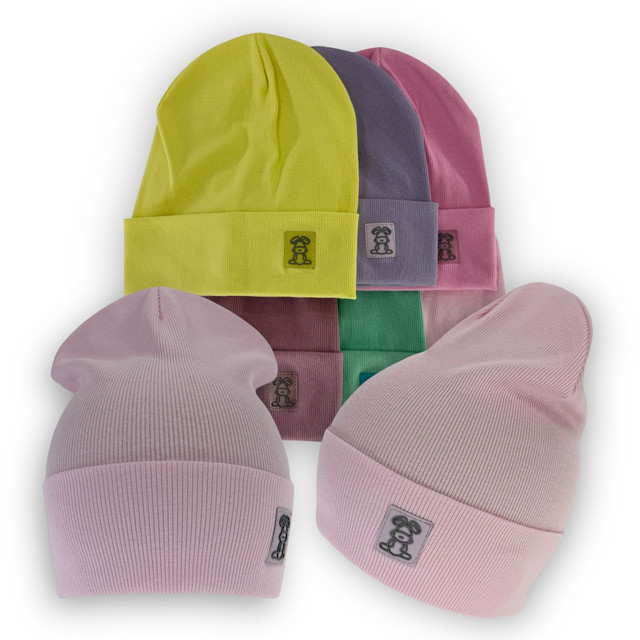 трикотажная шапка с отворотом для девочки Двойная трикотажная шапка с отворотом для девочки