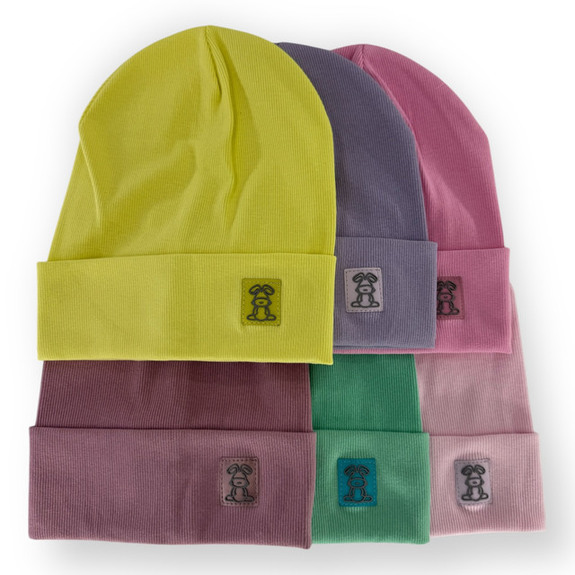 трикотажная шапка с отворотом для девочки Двойная трикотажная шапка с отворотом для девочки