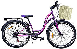 Підлітковий 24 Betta велосипед дорожній Cross для дівчинки (з крилами та кошиком)