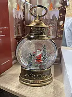 Дід мороз Чарівний ліхтар круглої форми "З анімацією" 26 см., новорічний світильник