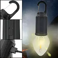 Лампочка з акумулятором + карабін, від USB, BL HK-169B / Підвісна LED лампочка / Ліхтар для кемпінгу