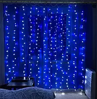Святкова гірлянда завіса "Штора" на вікно 200LED 3х2м Мультикольоровий колір діодів Синій USB