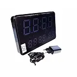 Годинники електронні настінні 2508 із зеленим підсвічуванням чорні 240х40х150мм TB, фото 2