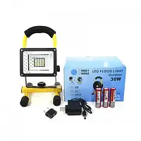 Прожектор світлодіодний ліхтар на акумуляторах Flood Light Outdoor LED W804 30W