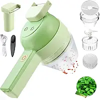 Ручний подрібнювач для овочів 4в1 Food Chopper / Електрична кухонна овочерізка / Міні блендер-слайсер