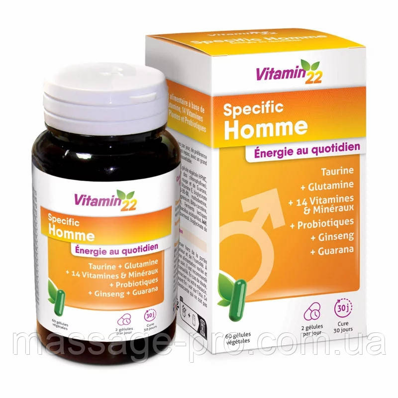 Вітаміни для чоловіків Vitamin'22 Specific Homme 60 капсул Загальнозміцнювальні вітаміни для чоловіків