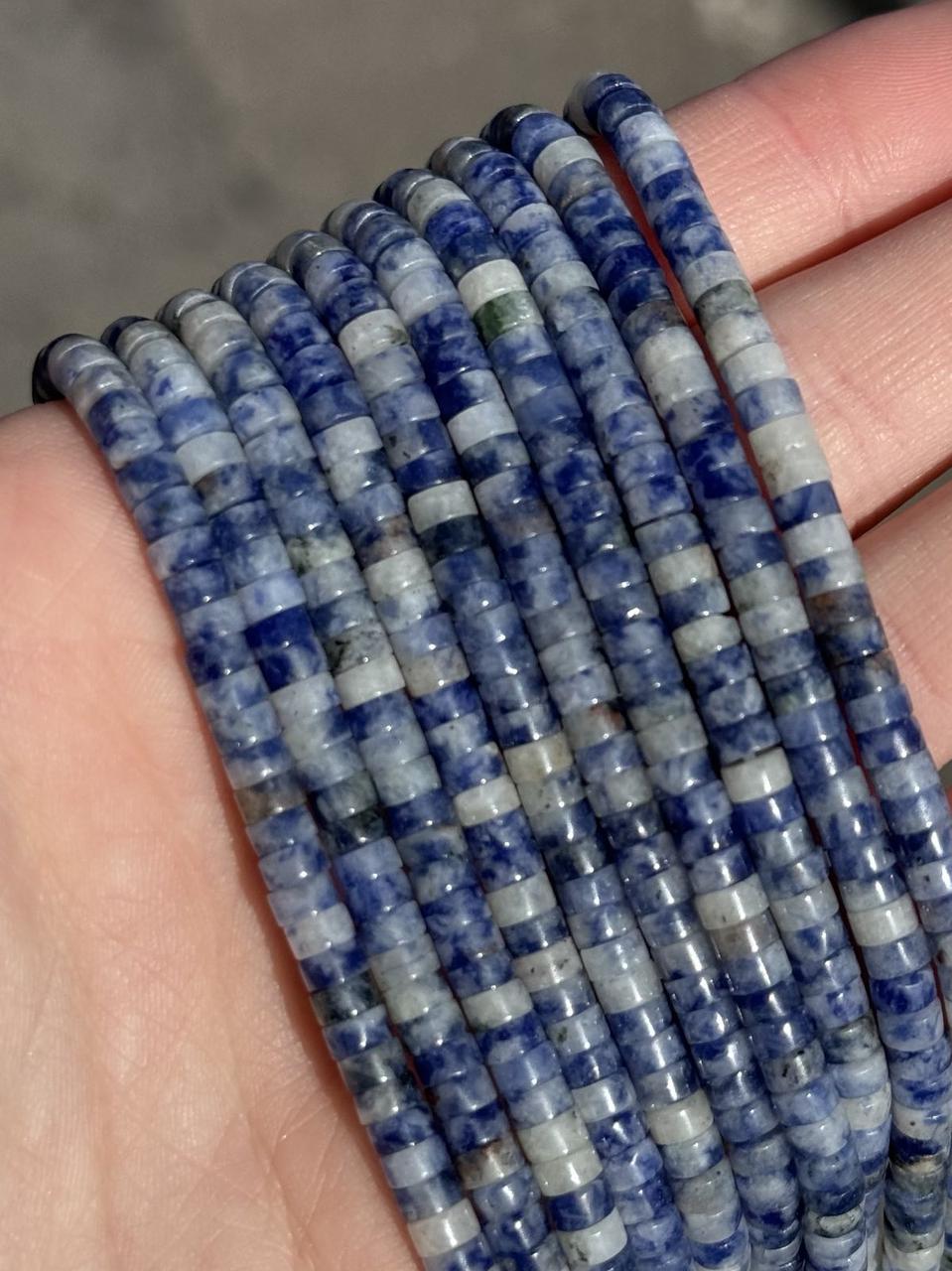 Содалит рондель приблизно 100 намистин розмір 4x3 мм