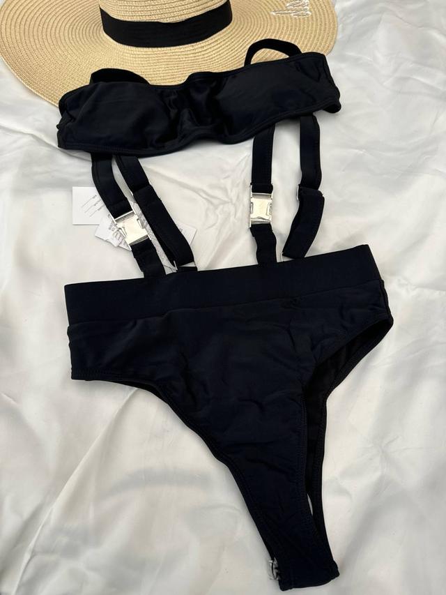 купальник черный раздельный с подтяжками