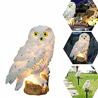 Ліхтар садовий Сова із сонячною панеллю WHITE