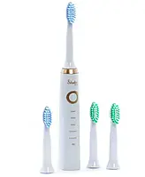 Електрична зубна щітка Shuke SK-601 акумуляторна ультразвукова щітка для зубів 3 насадки