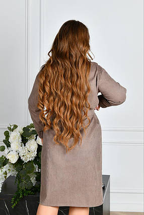 Вельветова сукня великого розміру бежевий Розміри: 46-48, 50-52, 54-56, фото 2