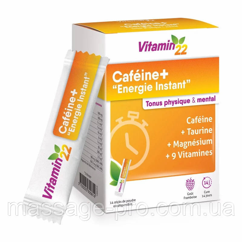 Вітаміни для дорослих Vitamin'22 Cafein + 14 стіків Комплекс вітамінів для енергії та життєвої сили
