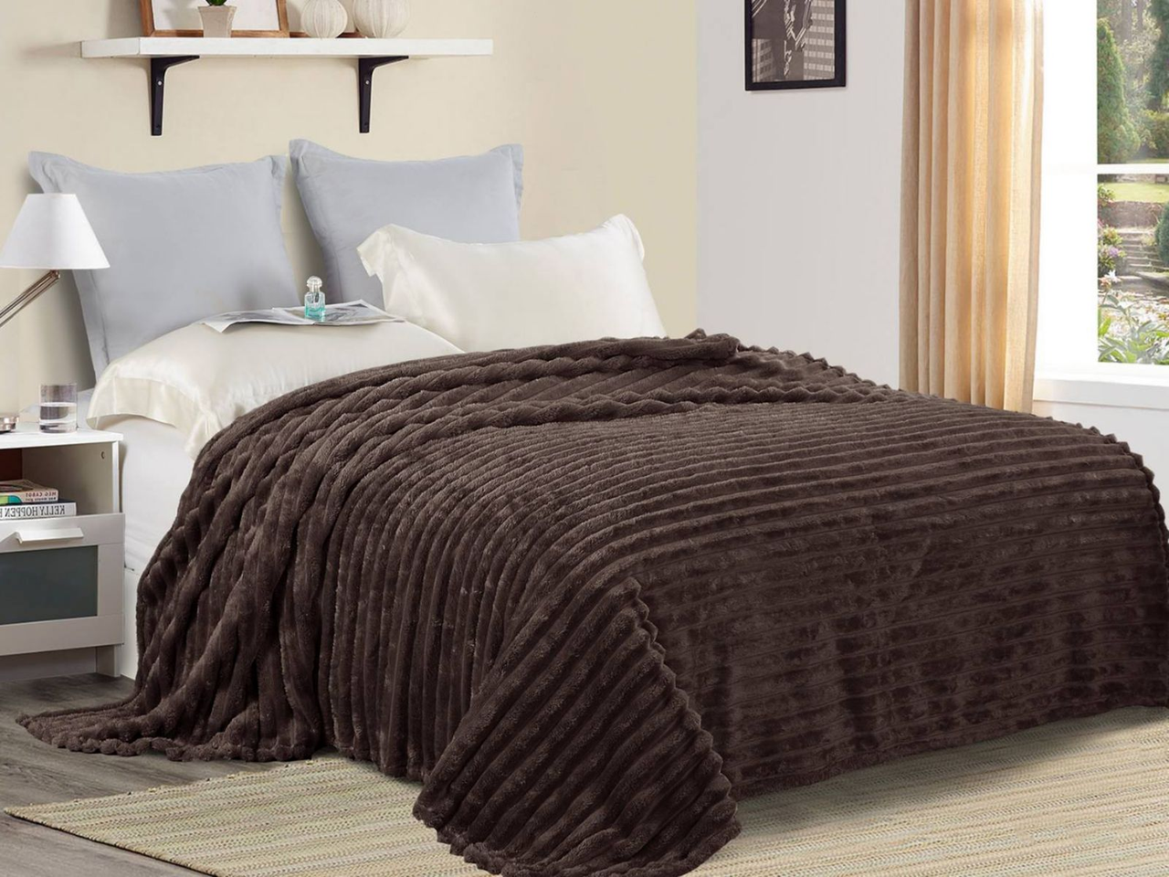 Плед із мікрофібри Велсофт Шарпей Преміум Коричневий (220х240) см, фото 1