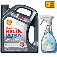 Моторна олива Shell Helix Ultra Pro AF 5W-30, 4 л + Розморожувач скла Shell Window De-Icer 0.5 л