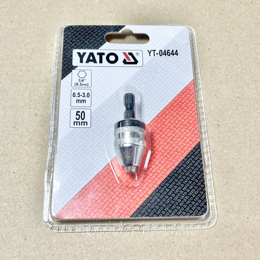 Патрон для дриля YATO : HEX-1/4", Ø=0.5-3 мм, L= 50 мм, металевий YT-04644, фото 1