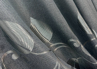 Шторна тканина льон рогожка "Листя". Колір сірий. Код 1692ш