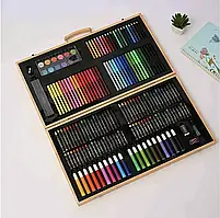 Дитячий набір для малювання та творчості 180 предметів у дерев'яній валізі