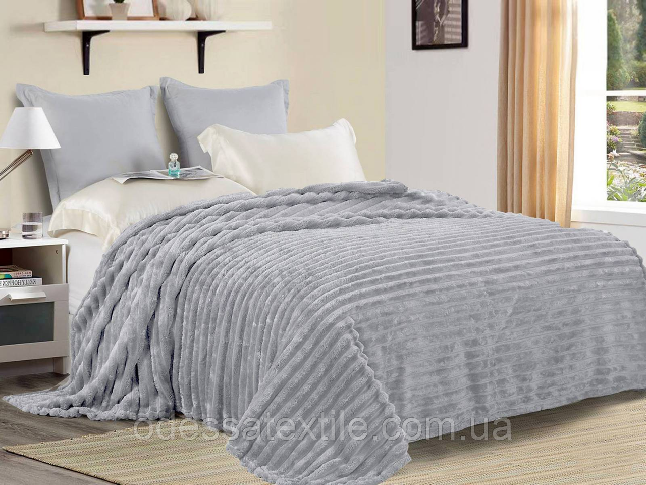 Плед із мікрофібри Велсофт Шарпей Преміум Серый (220х240) см, фото 1