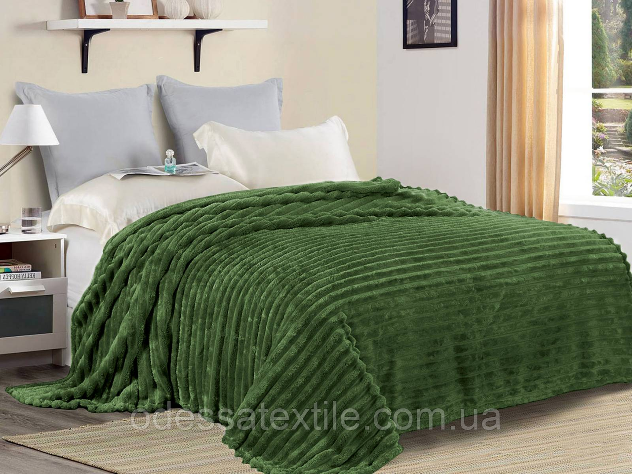 Плед із мікрофібри Велсофт Шарпей Преміум Зелений (220х240) см, фото 1