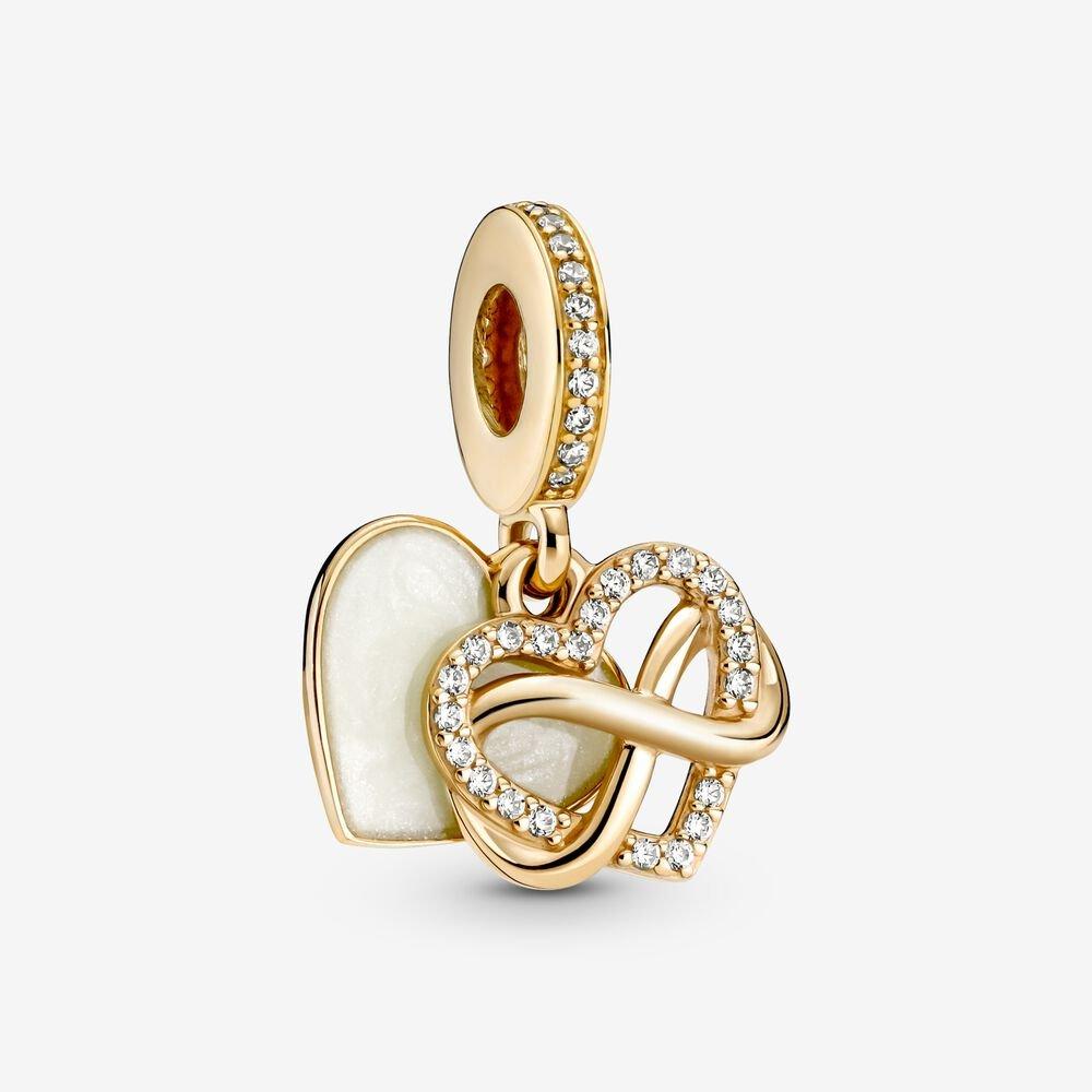 Срібна намистина   для браслета Пандора    "Gold heart and infinity" 759516C01