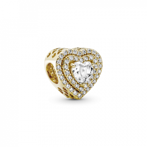 Срібна намистина   для браслета Пандора    "Gold heart and infinity" 759517C01