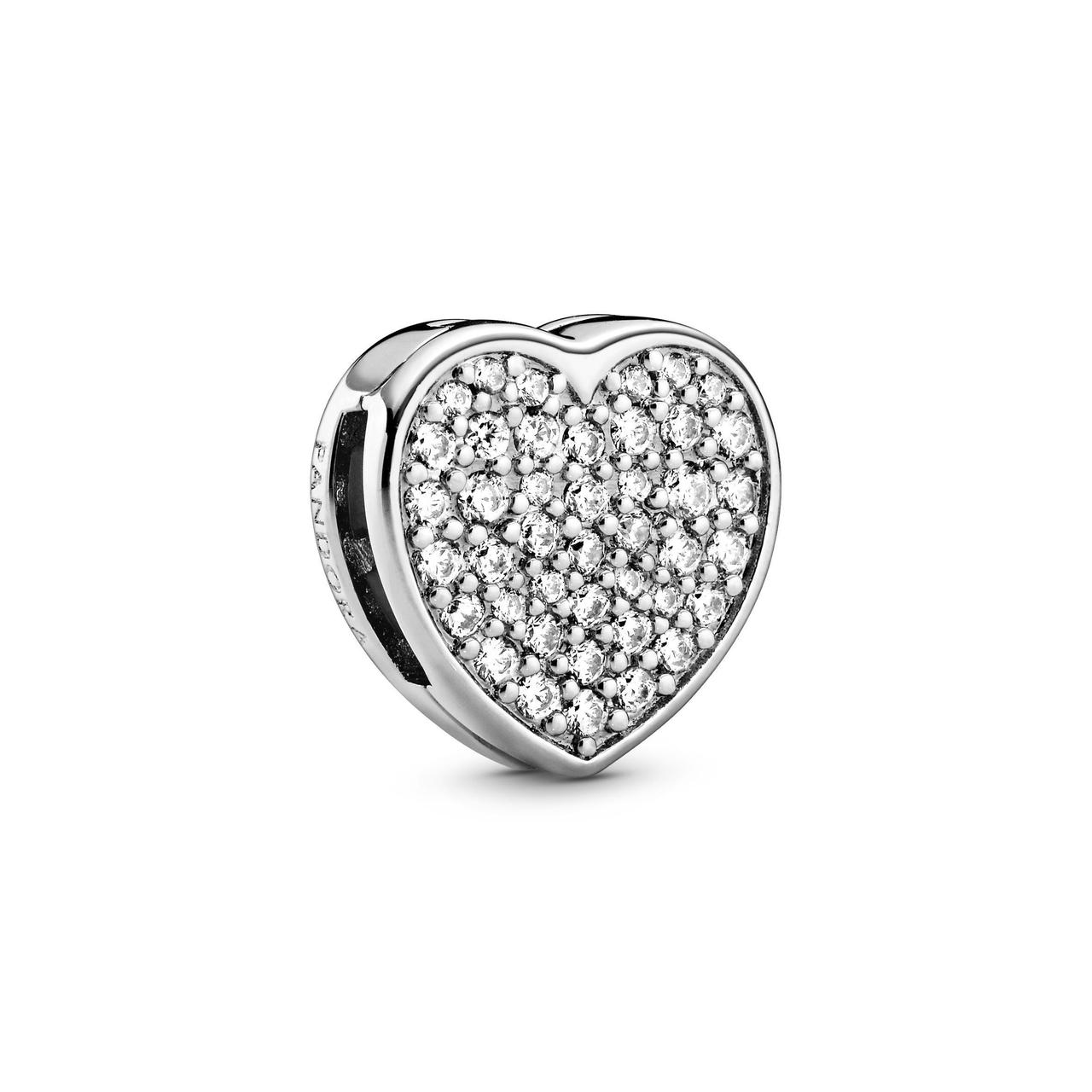 Срібна намистина Пандора   "Серце Pave" 798684C01