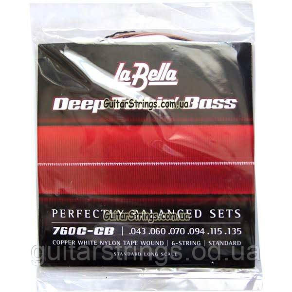Струны La Bella White Nylon Tape Wound Bass 760C-CB Standard 6-String 43-135