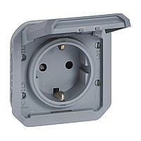 Розетка 2К+З з гвинтовими клемами, Legrand PLEXO IP55 сірий (069571L)