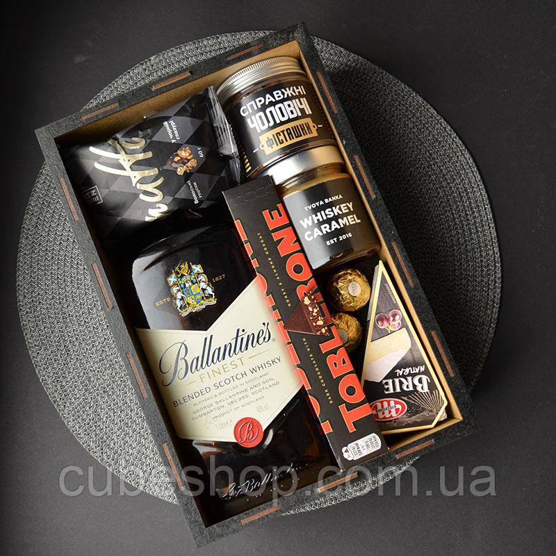 Подарунковий бокс для чоловіків з віскі та цукерками Whisky Set, фото 1