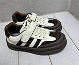 Стильні  кросівки  кеди Paliament  аля адідас adidas 34-35 коричневі, фото 5