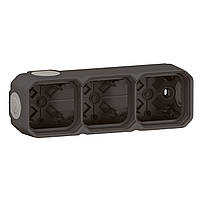 Коробка накладна 3-постова горизонтальна/вертикальна, Legrand PLEXO IP55 антрацит (069603L)
