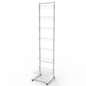 Стелаж сітчастий Єва-40 на 6 секцій з одинарними гачками та кошиком