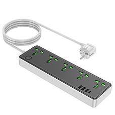 Подовжувач мережі на 5 розеток HOCO AC13A | 3USB/1Type-C 10A/250V/1,5m| потужність 2500W Чорний, фото 3