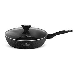 Сковорода Edenberg EB-5718 30 см, 4,1 л, мармурове покриття, скляна кришка, глибока сковорода