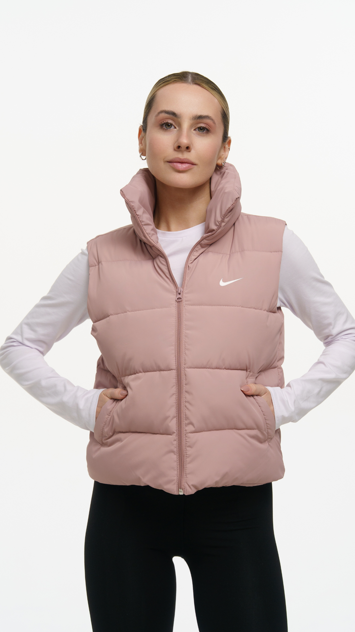 Жіноча жилетка Nike бежева коротка весняна осіння Безрукавка без капюшона демісезонна, фото 1